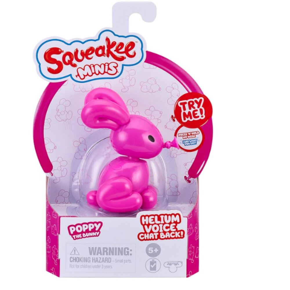 Squeakee  Minis Poppy Bunny Interactive Balloon Toy-Record & Playback